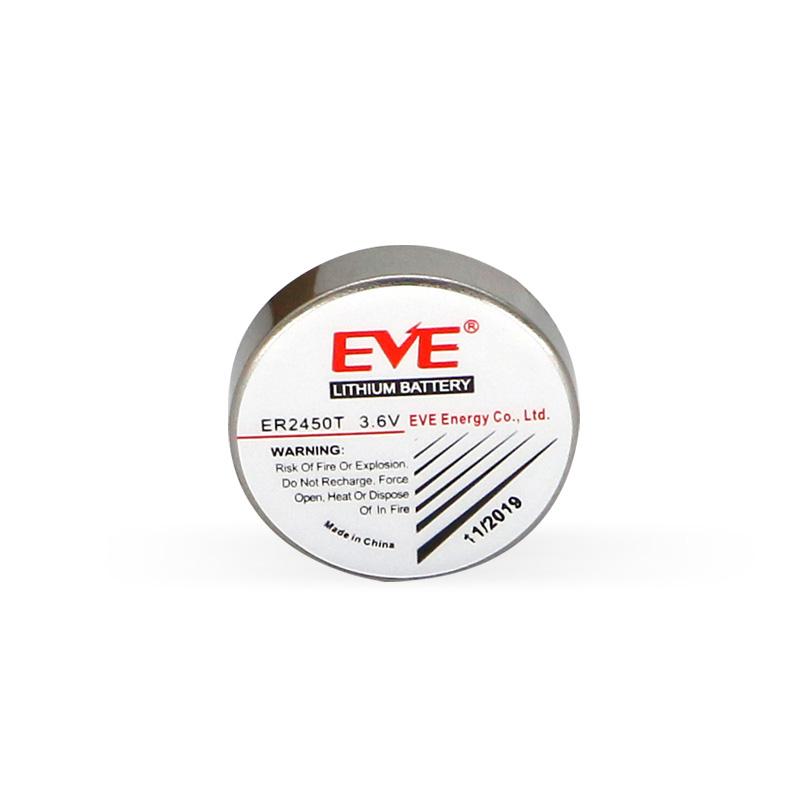 EVE ER2450T 3.6V锂亚硫酰氯550mAh锂电池 一次性纽扣型电池